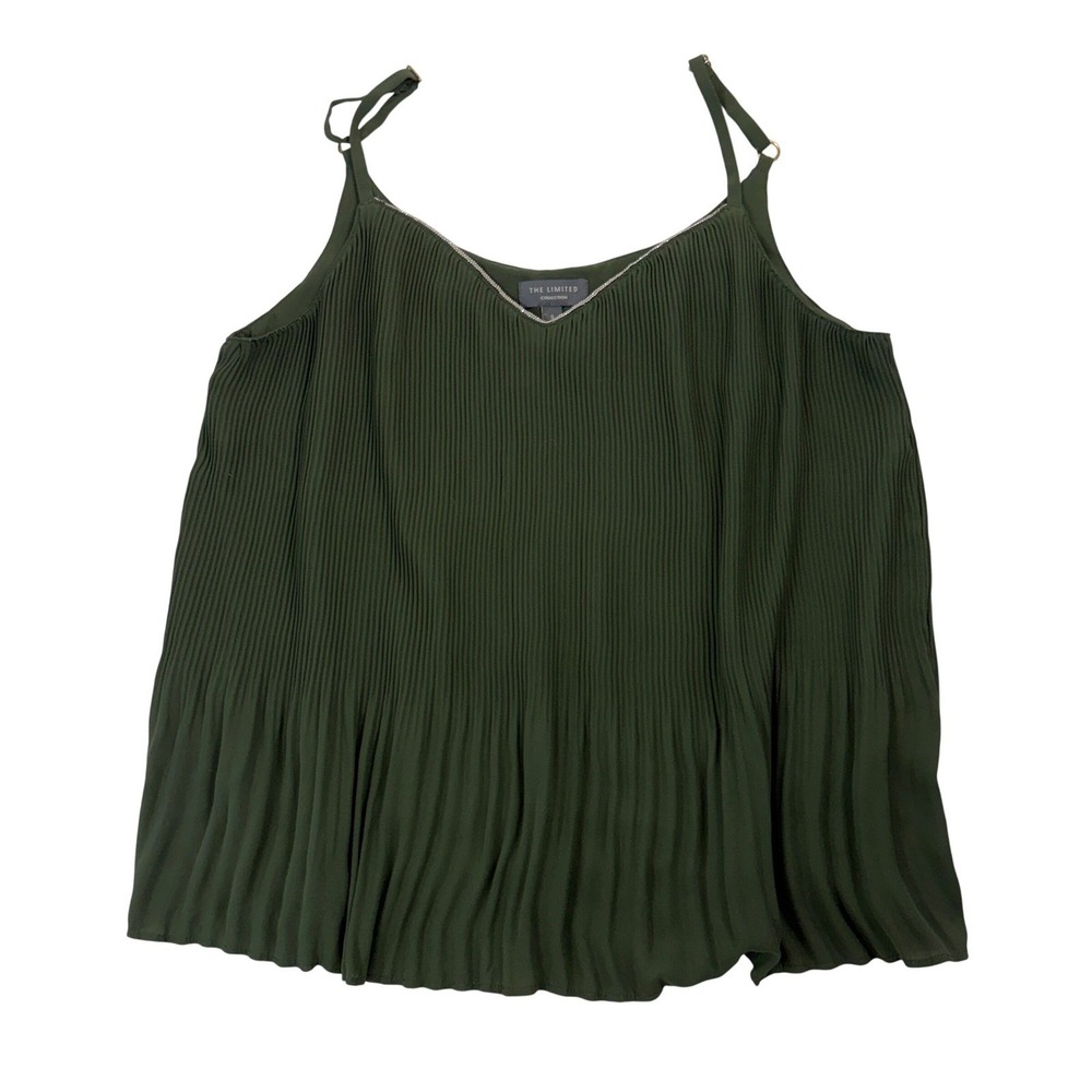 The Limited Pleated Jewel Cami Tank Top Small Dark Forest Green Fairy Whimsigoth